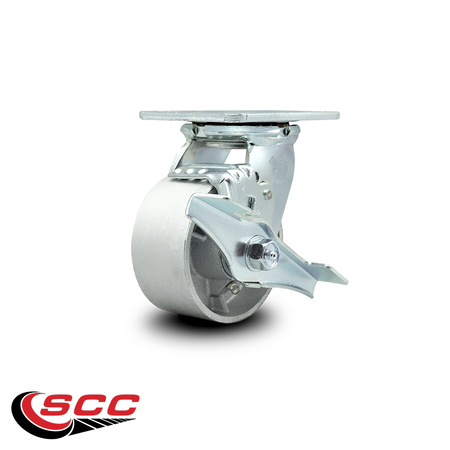 Service Caster 4 Inch Semi Steel Swivel Caster with Roller Bearing and Brake SCC-30CS420-SSR-TLB